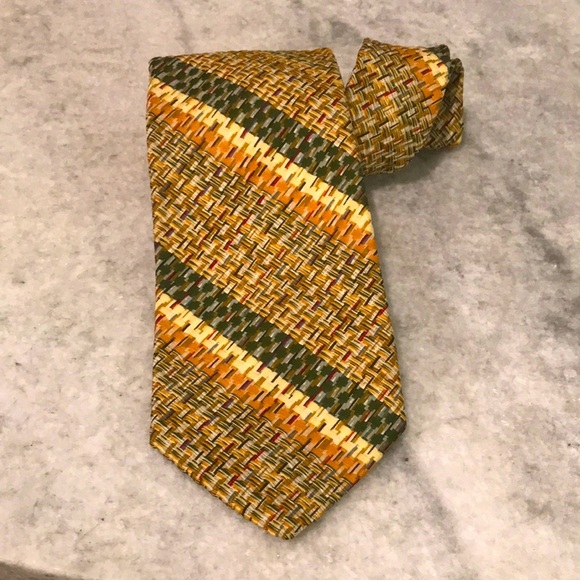 Briar Other - Vintage Briar Tie Mens Gold Green Polyester Necktie Western Cowboy MCM